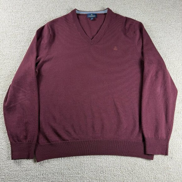 Brooks Brothers Other - Brooks Brothers Extra Fine Merino Wool V-Neck Sweater Maroon Men’s Size XL